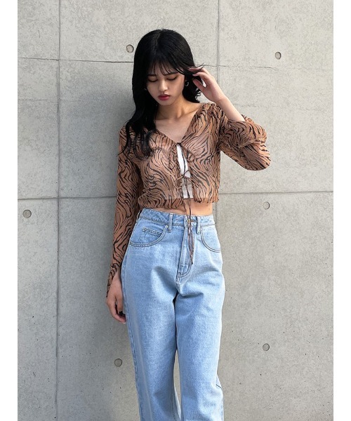 ENVYM（アンビー）の「フロントリボンＢＬ（シャツ/ブラウス・レディース・ブラウン/グレー・FREE）」の13枚目の写真