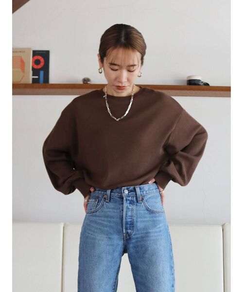 Ungrid（アングリッド）の「【WEB限定】スリーブボリュームワッフルロングスリーブTee（Tシャツ/カットソー・レディース・チャコールグレー/アイボリー/ブルー/オレンジ/ピンク/レッド/ブラウン・FREE）」の3枚目の写真