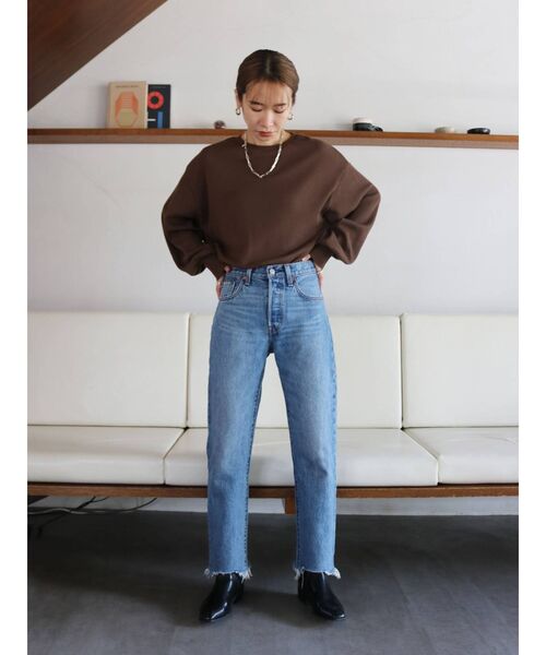 Ungrid（アングリッド）の「【WEB限定】スリーブボリュームワッフルロングスリーブTee（Tシャツ/カットソー・レディース・チャコールグレー/アイボリー/ブルー/オレンジ/ピンク/レッド/ブラウン・FREE）」の12枚目の写真