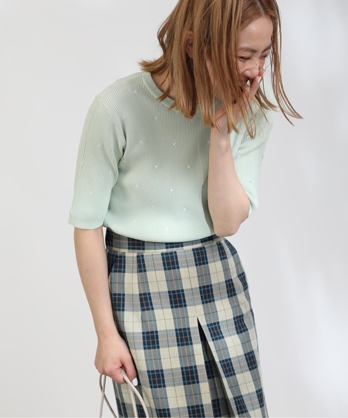 PICCIN(ピッチン)の「ドット柄刺繍ニット(ニット/セーター・レディース・ホワイト/ブラック/ライトグリーン・M)」の12枚目の写真