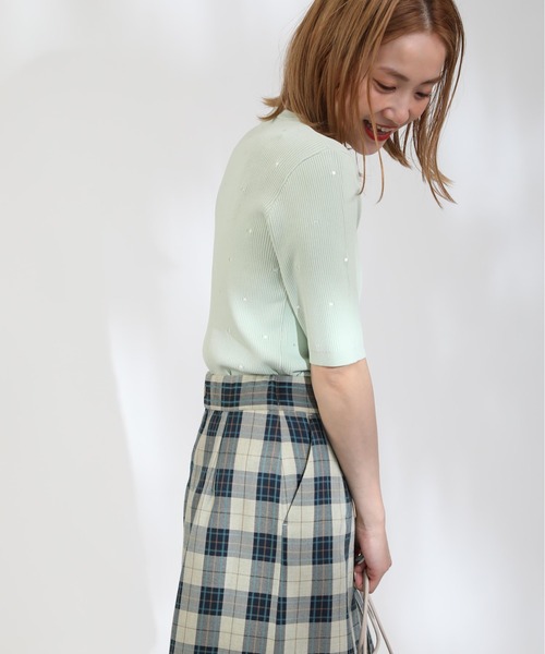 PICCIN(ピッチン)の「ドット柄刺繍ニット(ニット/セーター・レディース・ホワイト/ブラック/ライトグリーン・M)」の13枚目の写真