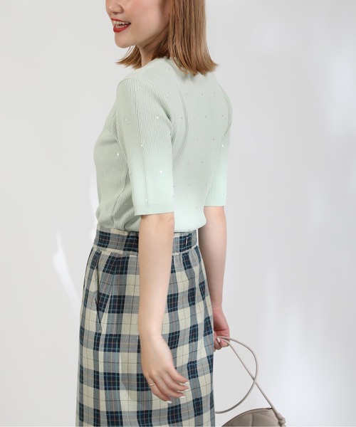 PICCIN(ピッチン)の「ドット柄刺繍ニット(ニット/セーター・レディース・ホワイト/ブラック/ライトグリーン・M)」の14枚目の写真