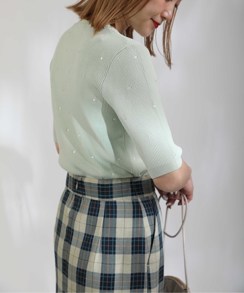 PICCIN(ピッチン)の「ドット柄刺繍ニット(ニット/セーター・レディース・ホワイト/ブラック/ライトグリーン・M)」の16枚目の写真