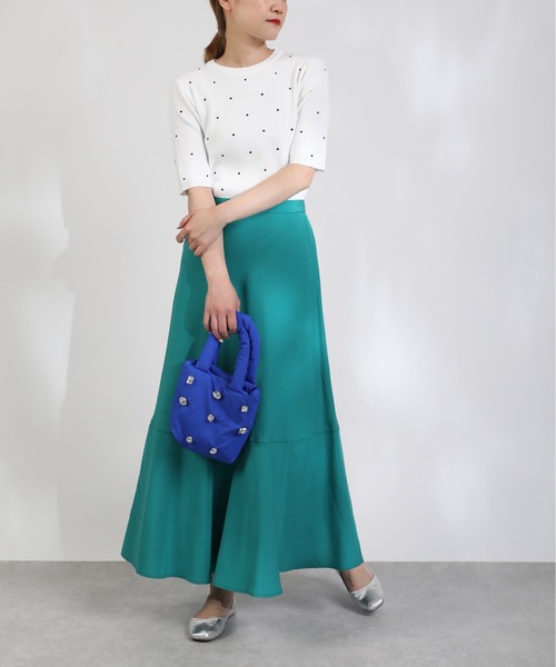 PICCIN(ピッチン)の「ドット柄刺繍ニット(ニット/セーター・レディース・ホワイト/ブラック/ライトグリーン・M)」の7枚目の写真