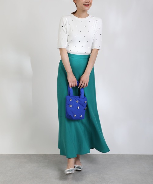 PICCIN(ピッチン)の「ドット柄刺繍ニット(ニット/セーター・レディース・ホワイト/ブラック/ライトグリーン・M)」の10枚目の写真