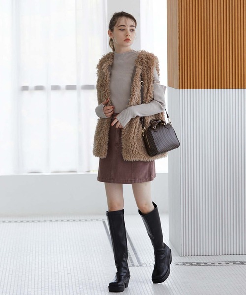 archives（アルシーヴ）の「一体底ロングブーツ（ブーツ・レディース・ブラック/モカ・MEDIUM/LARGE）」の8枚目の写真