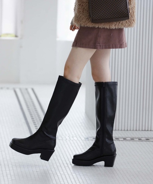 archives（アルシーヴ）の「一体底ロングブーツ（ブーツ・レディース・ブラック/モカ・MEDIUM/LARGE）」の11枚目の写真