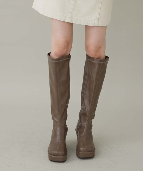 archives（アルシーヴ）の「一体底ロングブーツ（ブーツ・レディース・ブラック/モカ・MEDIUM/LARGE）」の20枚目の写真