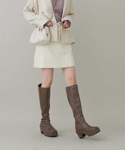 archives（アルシーヴ）の「一体底ロングブーツ（ブーツ・レディース・ブラック/モカ・MEDIUM/LARGE）」の17枚目の写真