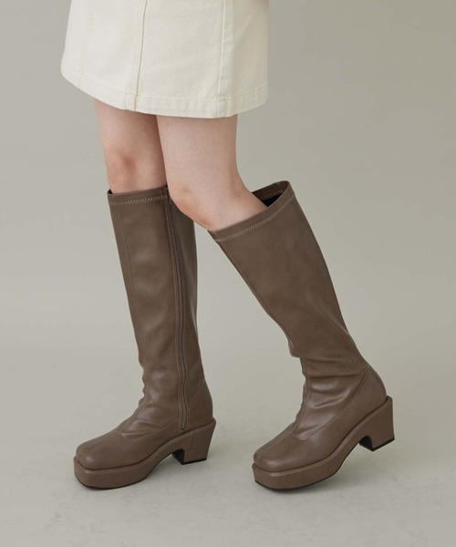 archives（アルシーヴ）の「一体底ロングブーツ（ブーツ・レディース・ブラック/モカ・MEDIUM/LARGE）」の19枚目の写真