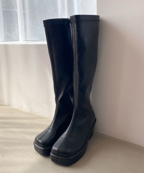 archives（アルシーヴ）の「一体底ロングブーツ（ブーツ・レディース・ブラック/モカ・MEDIUM/LARGE）」の22枚目の写真