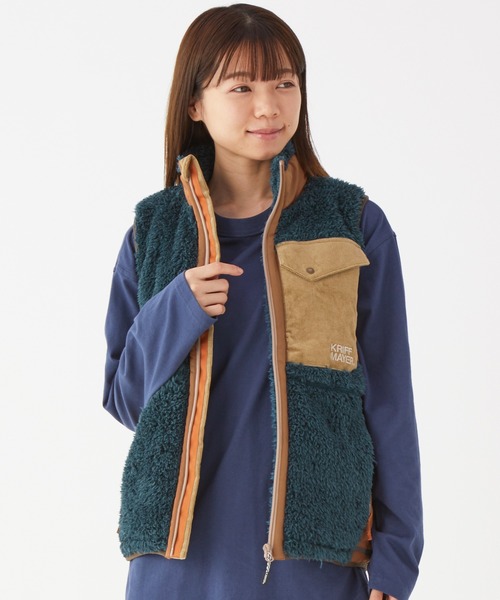 KRIFF MAYER Lady's Collection（クリフメイヤーレディースコレクション）の「シャギーボアベスト（ベスト・レディース・ベージュ/ネイビー/グレー/カーキ/モカ/ナチュラル/カラフル・MEDIUM/LARGE）」の6枚目の写真