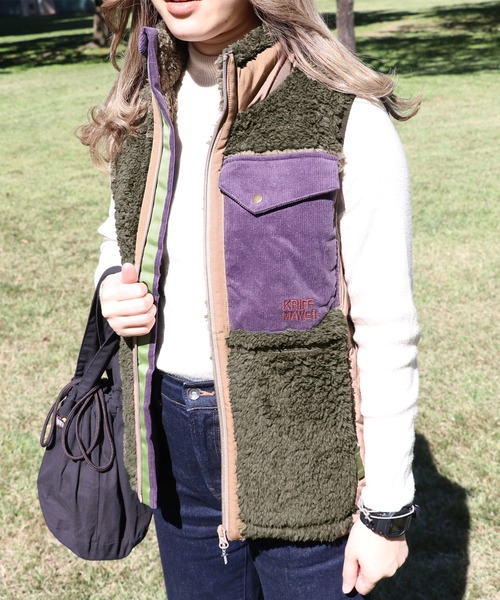 KRIFF MAYER Lady's Collection（クリフメイヤーレディースコレクション）の「シャギーボアベスト（ベスト・レディース・ベージュ/ネイビー/グレー/カーキ/モカ/ナチュラル/カラフル・MEDIUM/LARGE）」の5枚目の写真