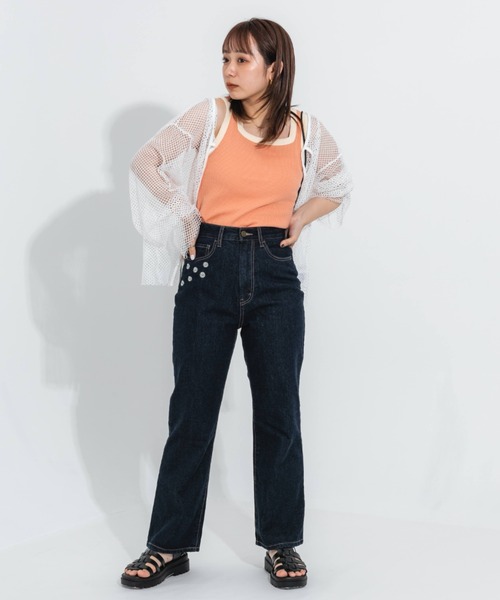 nemne store（ネンネストア）の「2way配色ワッフルタンクトップ（タンクトップ・レディース・オレンジ/アイボリー/ラベンダー・フリー）」の14枚目の写真