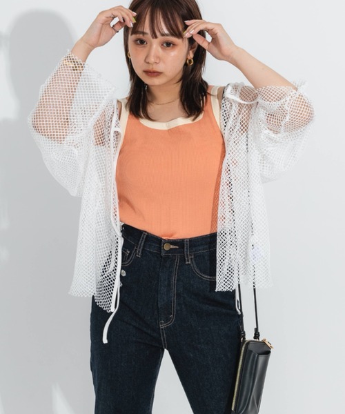 nemne store（ネンネストア）の「2way配色ワッフルタンクトップ（タンクトップ・レディース・オレンジ/アイボリー/ラベンダー・フリー）」の11枚目の写真