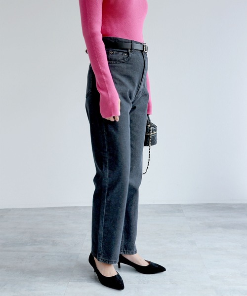 andme（アンドミー）の「デニムストレートパンツ（デニムパンツ・レディース・ブラック/ブルー/サックスブルー・M/L）」の13枚目の写真