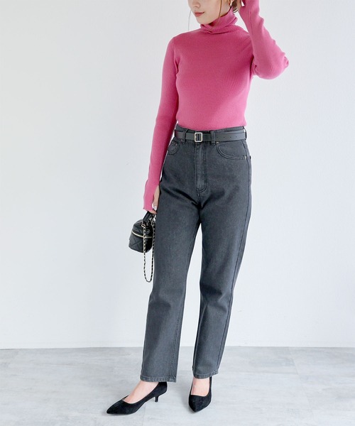 andme（アンドミー）の「デニムストレートパンツ（デニムパンツ・レディース・ブラック/ブルー/サックスブルー・M/L）」の10枚目の写真