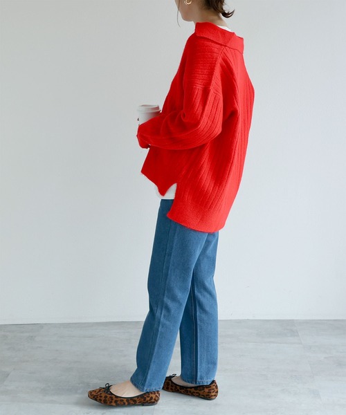 andme（アンドミー）の「デニムストレートパンツ（デニムパンツ・レディース・ブラック/ブルー/サックスブルー・M/L）」の4枚目の写真