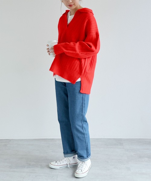 andme（アンドミー）の「デニムストレートパンツ（デニムパンツ・レディース・ブラック/ブルー/サックスブルー・M/L）」の7枚目の写真