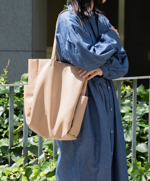 polka polka / ポルカポルカ 収納上手 ポケット トートバッグ レザー