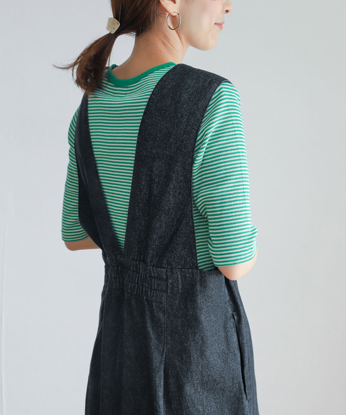 URBAN RESEARCH DOORS（アーバンリサーチドアーズ）の「ミジンボーダーテレコ6分袖Tシャツ（Tシャツ/カットソー・レディース・ブラック/ネイビー/レッド/グリーン・MEDIUM）」の3枚目の写真