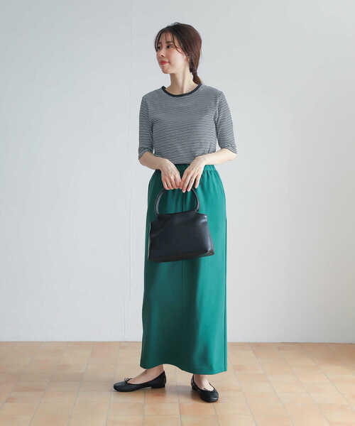 URBAN RESEARCH DOORS（アーバンリサーチドアーズ）の「ミジンボーダーテレコ6分袖Tシャツ（Tシャツ/カットソー・レディース・ブラック/ネイビー/レッド/グリーン・MEDIUM）」の12枚目の写真