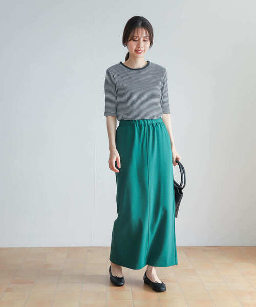 URBAN RESEARCH DOORS（アーバンリサーチドアーズ）の「ミジンボーダーテレコ6分袖Tシャツ（Tシャツ/カットソー・レディース・ブラック/ネイビー/レッド/グリーン・MEDIUM）」の13枚目の写真