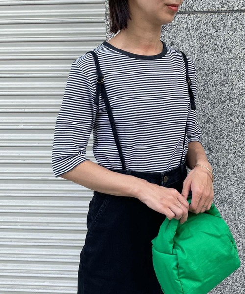 URBAN RESEARCH DOORS（アーバンリサーチドアーズ）の「ミジンボーダーテレコ6分袖Tシャツ（Tシャツ/カットソー・レディース・ブラック/ネイビー/レッド/グリーン・MEDIUM）」の14枚目の写真