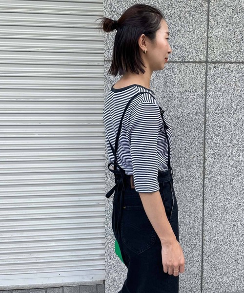 URBAN RESEARCH DOORS（アーバンリサーチドアーズ）の「ミジンボーダーテレコ6分袖Tシャツ（Tシャツ/カットソー・レディース・ブラック/ネイビー/レッド/グリーン・MEDIUM）」の15枚目の写真