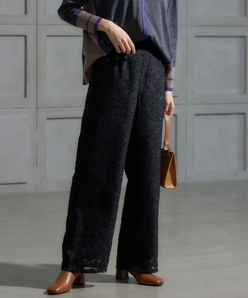 miclat（ミクラ）の「大きいサイズ シアージャガードワイドパンツ miclat（その他パンツ・レディース・ブラック/グレイッシュブルー・LL/4L/3L/L）」の2枚目の写真