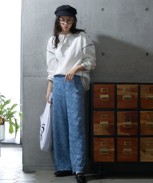 miclat（ミクラ）の「大きいサイズ シアージャガードワイドパンツ miclat（その他パンツ・レディース・ブラック/グレイッシュブルー・LL/4L/3L/L）」の8枚目の写真