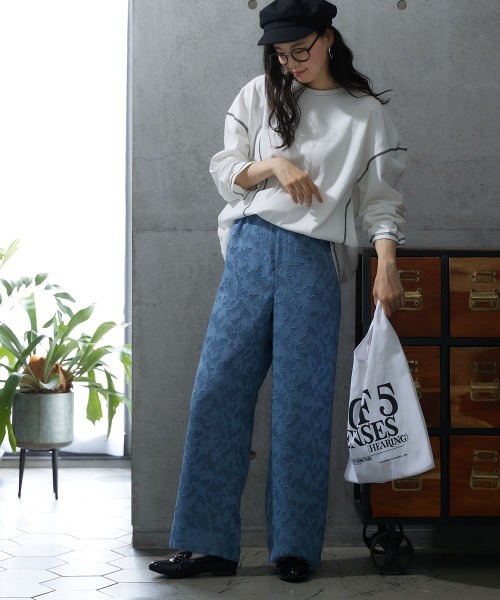 miclat（ミクラ）の「大きいサイズ シアージャガードワイドパンツ miclat（その他パンツ・レディース・ブラック/グレイッシュブルー・LL/4L/3L/L）」の16枚目の写真