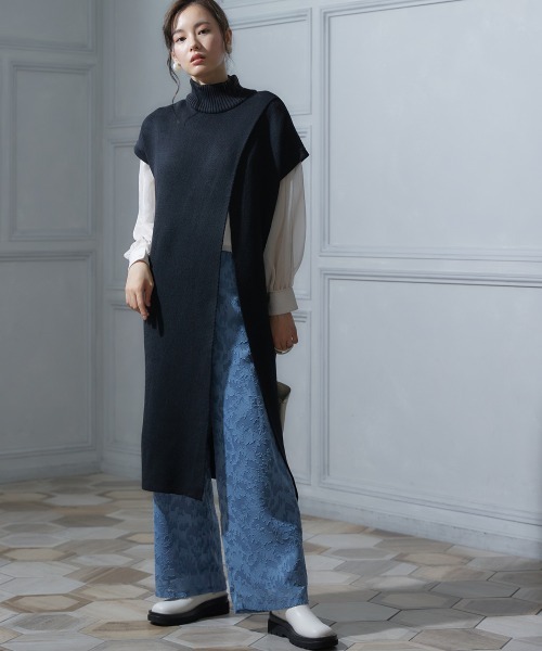 miclat（ミクラ）の「大きいサイズ シアージャガードワイドパンツ miclat（その他パンツ・レディース・ブラック/グレイッシュブルー・LL/4L/3L/L）」の9枚目の写真