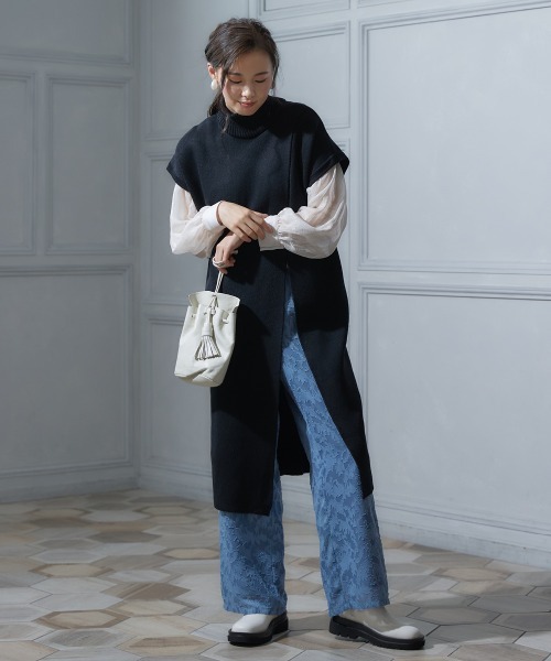 miclat（ミクラ）の「大きいサイズ シアージャガードワイドパンツ miclat（その他パンツ・レディース・ブラック/グレイッシュブルー・LL/4L/3L/L）」の10枚目の写真