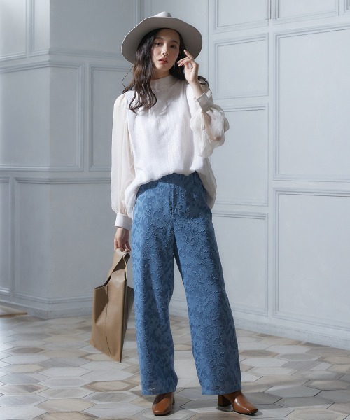 miclat（ミクラ）の「大きいサイズ シアージャガードワイドパンツ miclat（その他パンツ・レディース・ブラック/グレイッシュブルー・LL/4L/3L/L）」の19枚目の写真