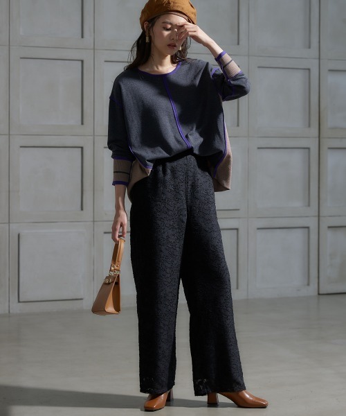 miclat（ミクラ）の「大きいサイズ シアージャガードワイドパンツ miclat（その他パンツ・レディース・ブラック/グレイッシュブルー・LL/4L/3L/L）」の7枚目の写真