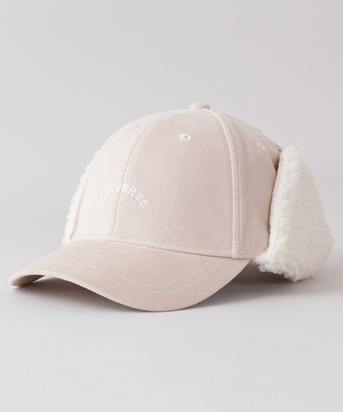 CONVERSE（コンバース）の「【CONVERSE/コンバース】　裏ボア使いのイヤーフラップ付　ワンポイントコーデュロイキャップ（キャップ・レディース・ブラック/ベージュ/アイボリー・FREE）」の3枚目の写真