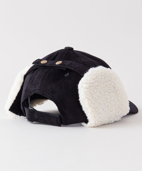 CONVERSE（コンバース）の「【CONVERSE/コンバース】　裏ボア使いのイヤーフラップ付　ワンポイントコーデュロイキャップ（キャップ・レディース・ブラック/ベージュ/アイボリー・FREE）」の11枚目の写真