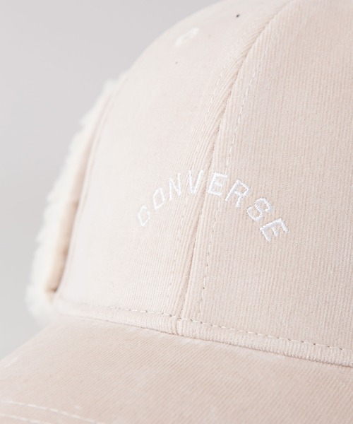 CONVERSE（コンバース）の「【CONVERSE/コンバース】　裏ボア使いのイヤーフラップ付　ワンポイントコーデュロイキャップ（キャップ・レディース・ブラック/ベージュ/アイボリー・FREE）」の7枚目の写真