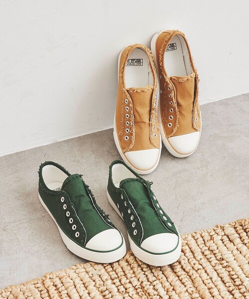 coen（コーエン）の「キャンバススリッポン22FW（スリッポン・レディース・ベージュ/ダークグリーン・XS/S/M/L/XL）」の10枚目の写真