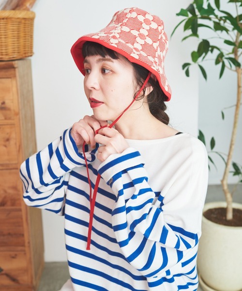 Dot＆Stripes CHILD WOMAN（ドットアンドストライプス　チャイルドウーマン）の「花柄キルトブリスターJAQ ハット（キャスケット・レディース・レッド/ブラック・FREE）」の6枚目の写真