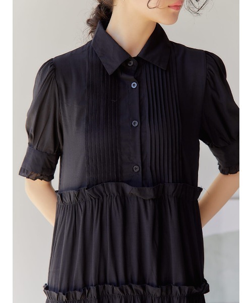 Ayla（アイラ）の「tiered frill shirt dress（シャツワンピース・レディース・ブラック・FREE）」の4枚目の写真