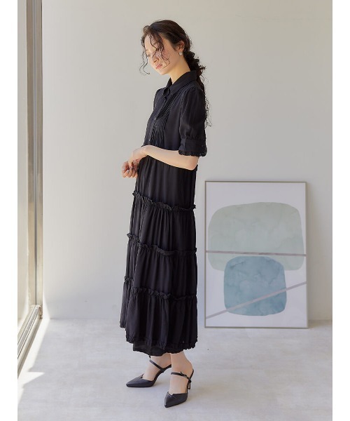 Ayla（アイラ）の「tiered frill shirt dress（シャツワンピース・レディース・ブラック・FREE）」の3枚目の写真