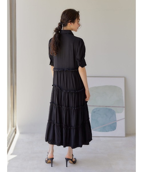 Ayla（アイラ）の「tiered frill shirt dress（シャツワンピース・レディース・ブラック・FREE）」の8枚目の写真