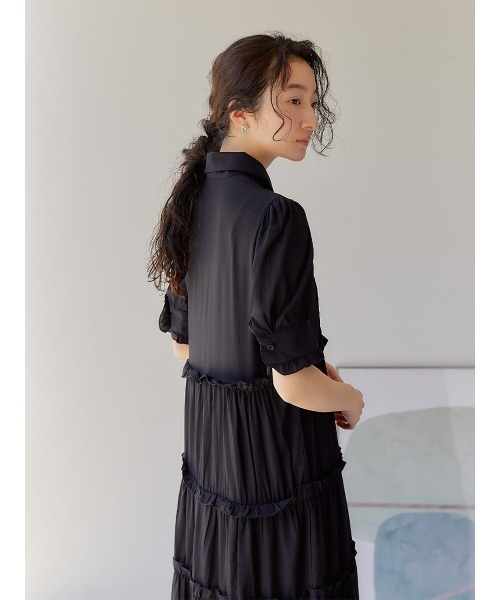 Ayla（アイラ）の「tiered frill shirt dress（シャツワンピース・レディース・ブラック・FREE）」の6枚目の写真