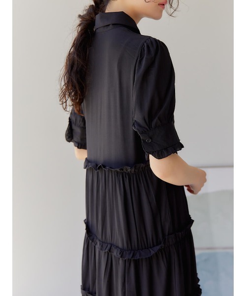 Ayla（アイラ）の「tiered frill shirt dress（シャツワンピース・レディース・ブラック・FREE）」の5枚目の写真
