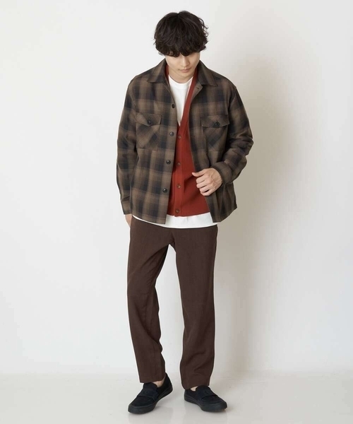 a.v.v(アーヴェヴェ)の「チェック柄CPOワイドジャケット(カバーオール・メンズ・ベージュ/ブラック・48/46/50)」の5枚目の写真