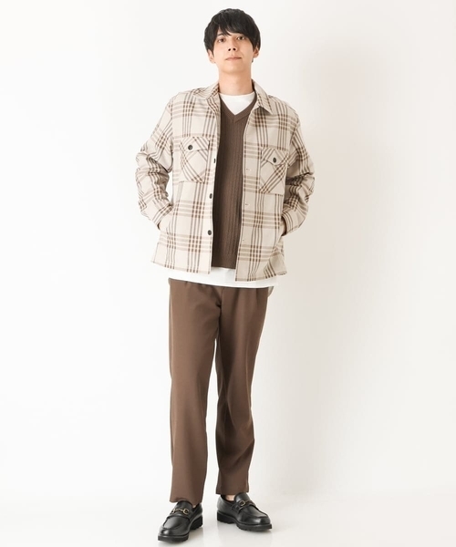 a.v.v(アーヴェヴェ)の「チェック柄CPOワイドジャケット(カバーオール・メンズ・ベージュ/ブラック・48/46/50)」の9枚目の写真