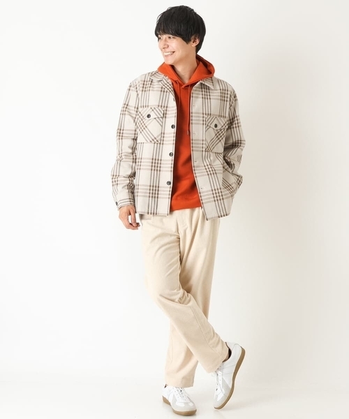 a.v.v(アーヴェヴェ)の「チェック柄CPOワイドジャケット(カバーオール・メンズ・ベージュ/ブラック・48/46/50)」の11枚目の写真