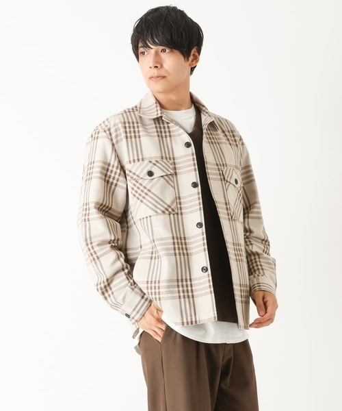 a.v.v(アーヴェヴェ)の「チェック柄CPOワイドジャケット(カバーオール・メンズ・ベージュ/ブラック・48/46/50)」の17枚目の写真